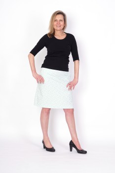 Preview: A-Linienrock, Mint mit hellen Blümchen